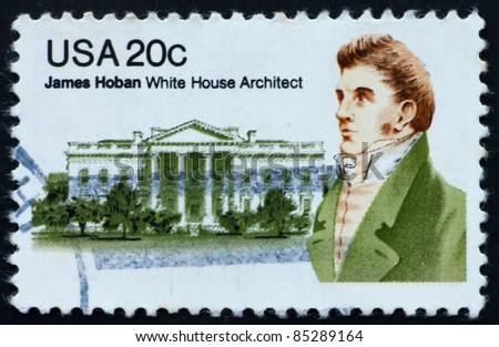 UNITED STATES OF AMERICA - CIRCA 1981: A stamp printed in the United States of America shows James Hoban, Irish-American architect of White House, circa 1981