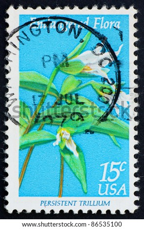 UNITED STATES OF AMERICA - CIRCA 1979: a stamp printed in the United States of America shows Persistent Trillium, Endangered Flora, circa 1979