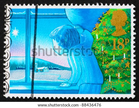 GREAT BRITAIN - CIRCA 1987: a stamp printed in the Great Britain shows Child looking out the window, memories from childhood, circa 1987