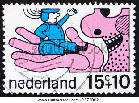 NETHERLANDS - CIRCA 1968: a stamp printed in the Netherlands shows Giant, Fairy Tale Character, circa 1968
