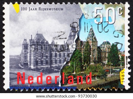 NETHERLANDS - CIRCA 1985: a stamp printed in the Netherlands shows National Museum of Fine Arts, Amsterdam, centenary, circa 1985