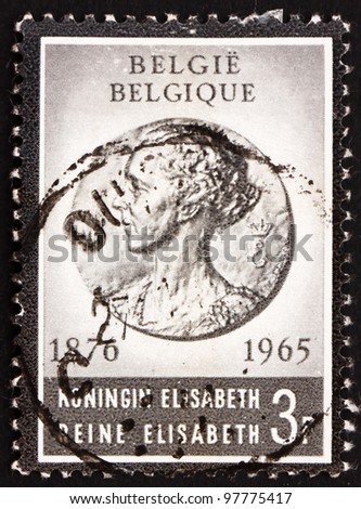 BELGIUM - CIRCA 1965: a stamp printed in the Belgium shows Queen Elisabeth, Queen of England, circa 1965