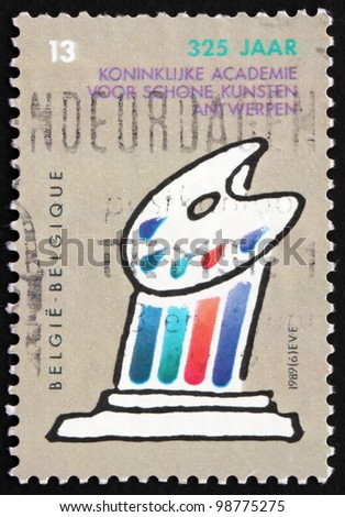 BELGIUM - CIRCA 1989: a stamp printed in the Belgium shows Royal Academy of Fine Arts, Antwerp, 325th Anniversary, circa 1989