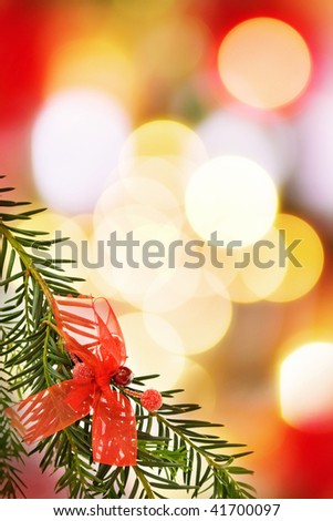 Christmas festive border with pine tree branch