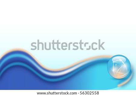 Abstract business background with blue waves and crystal orb.