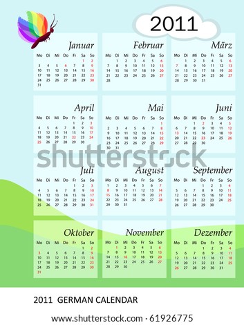 stock photo : Calendar for the year 2011. German version with bank holidays