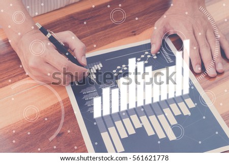 business statistics success concept : businessman analytics financial accounting market chart and graph line  ,selective focus.