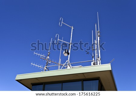 Telecommunication antennas on top of a fire observation tower in Australia