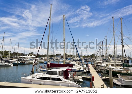 SCARBOROUGH, AUSTRALIA - JANUARY 19, 2015: Scarborough Marina is an all-weather and all-tide access marina located in SE Queensland.