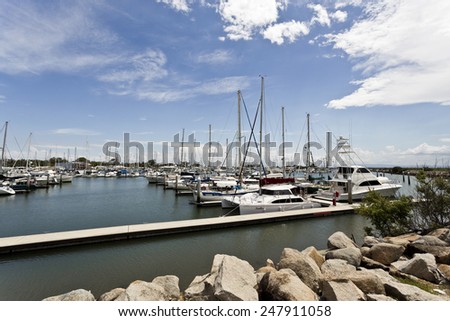 SCARBOROUGH, AUSTRALIA - JANUARY 19, 2015: Scarborough Marina is an all-weather and all-tide access marina located in SE Queensland.