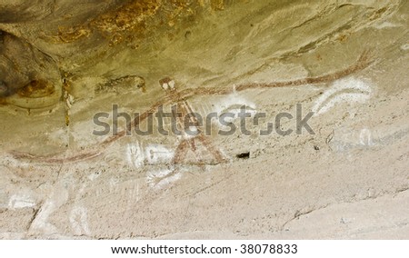 Aboriginal painting in a cave in Singleton, NSW, Australia