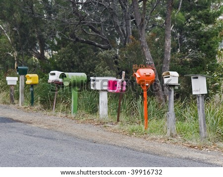 Side road letter boxes in country Tasmania, Australia