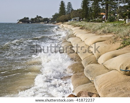 Erosion caused by rising sea levels due to global warming