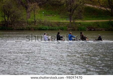 Austin, TX - March 9: SXSW Interactive Conference in Austin. Rolling team practices on Lady Bird Lake.