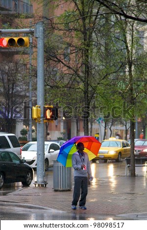 Austin, TX - March 9: SXSW Interactive Conference in Austin. Rain does not slow down Austin.