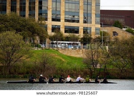 AUSTIN, TX - MAR 9: SXSW Interactive Conference on March 9, 2012 in Austin. Rolling team practices on Lady Bird Lake