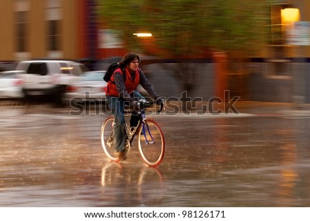 Austin, TX - March 9: SXSW Interactive Conference in Austin.   Rain does not slow down the SXSW conference.