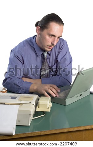 Business man with laptop at office