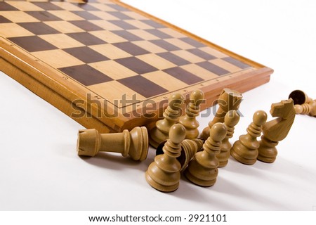 Chess game, game over, isolated on white backgrounds
