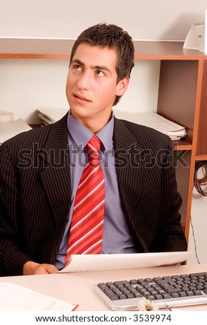 Businessman in his office in every day job