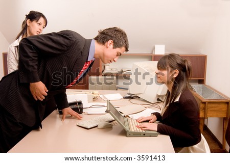 Business people work with documents in the meeting office