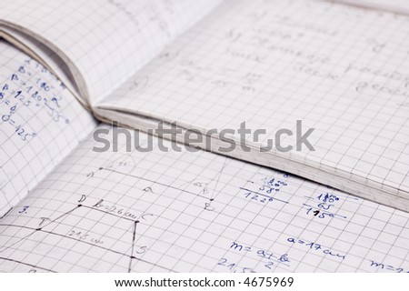 Mathematics home work written at school notebooks