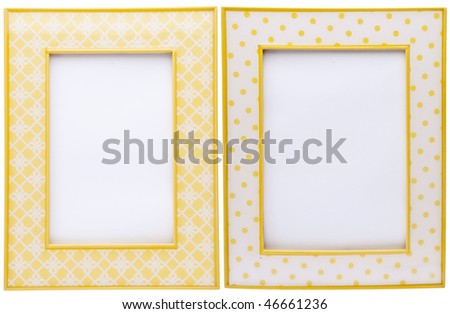 Pair of Yellow Picture Frames Isolated on White