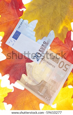 Autumn Economy Concept with Vibrant Fall Leaves and Banknotes.