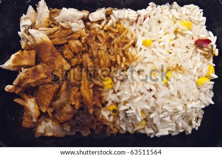 Organic BBQ Pork and Rice Meal a Healthy Lunch or Dinner.