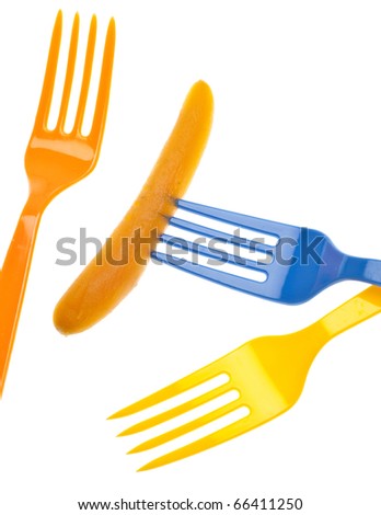 Fork with Canned Carrot Isolated on White with a Clipping Path.
