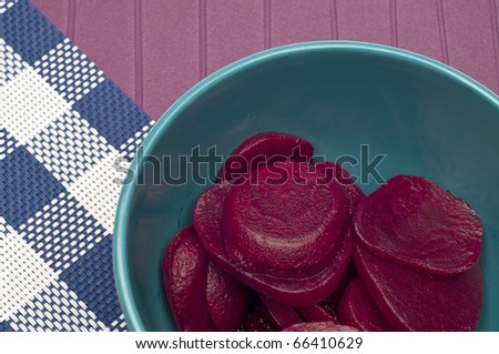 Close Up of Bowl of Canned Beets Food Concept.