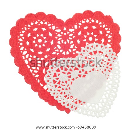Decorative Red and White Hearts Isolated on White with a Clipping Path.