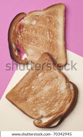 Breakfast Toasted Bread Toast on Modern Pink and Yellow.