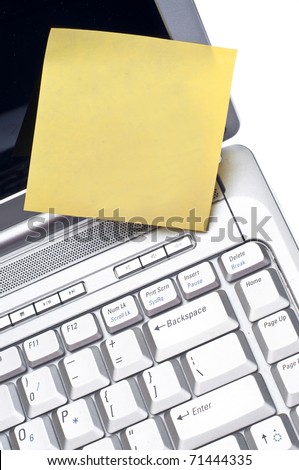 Blank Note on Laptop Computer with Copy Space for Your Message.