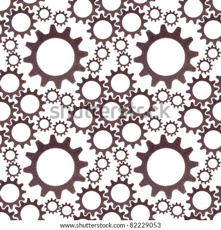 Cog Wheel Gear Rounds Metal Objects Seamless Background on White.