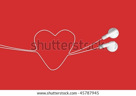 stock photo : I love music headphone heart