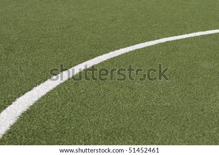 Soccer playing field goal kick line