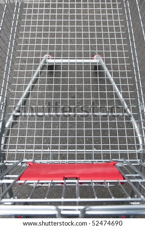 Empty supermarket shopping cart