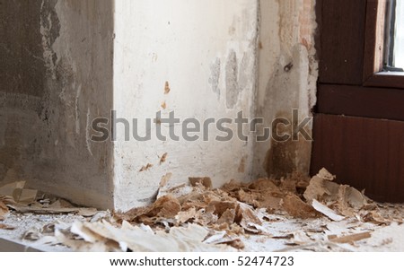 Wallpaper trash from home renovating