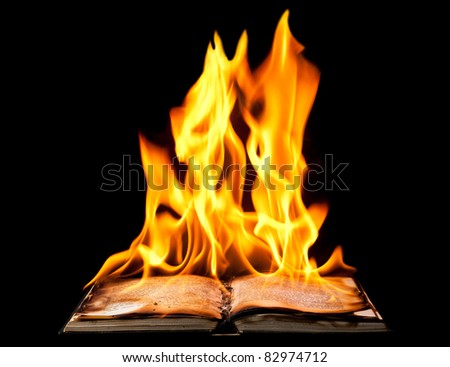 Burning book on fire flames