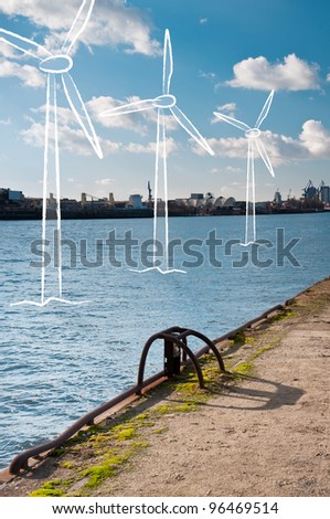 Wind power station in water