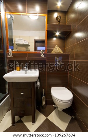 Modern Brown Bathroom Interior Stock Photo 109267694 : Shutterstock