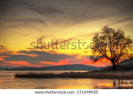 Sunset at the lake in Ireland