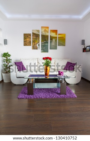 Modern Living Room Interior With Canvas On The Wall. Photos From Canvas Is Available In My Gallery.