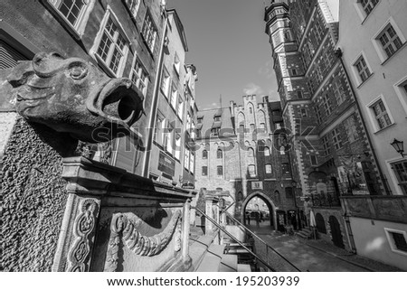GDANSK, POLAND - 13 MAY: Architecture of Mariacka street in Gdansk on 13 May 2014. Baroque architecture of Mariacka street is one of the most notable tourist attractions in Gdansk.