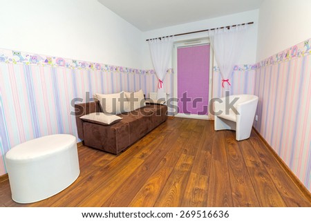 Bright baby room with pastel colors wallpaper