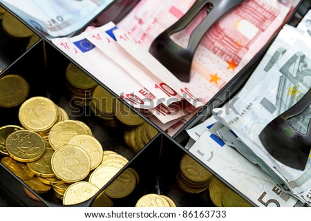 Euro money in the till