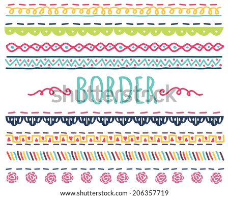set of colorful hand drawn border set of colorful hand drawn border