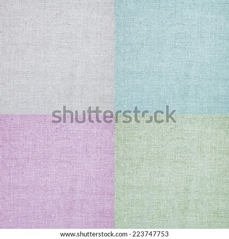 set of four different colored fabric linen textures