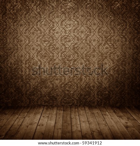 room interior vintage with grunge fabric wall